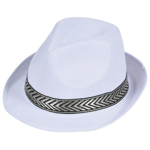 gangster white mesh fedora with contrasting gold hat band white hat ...